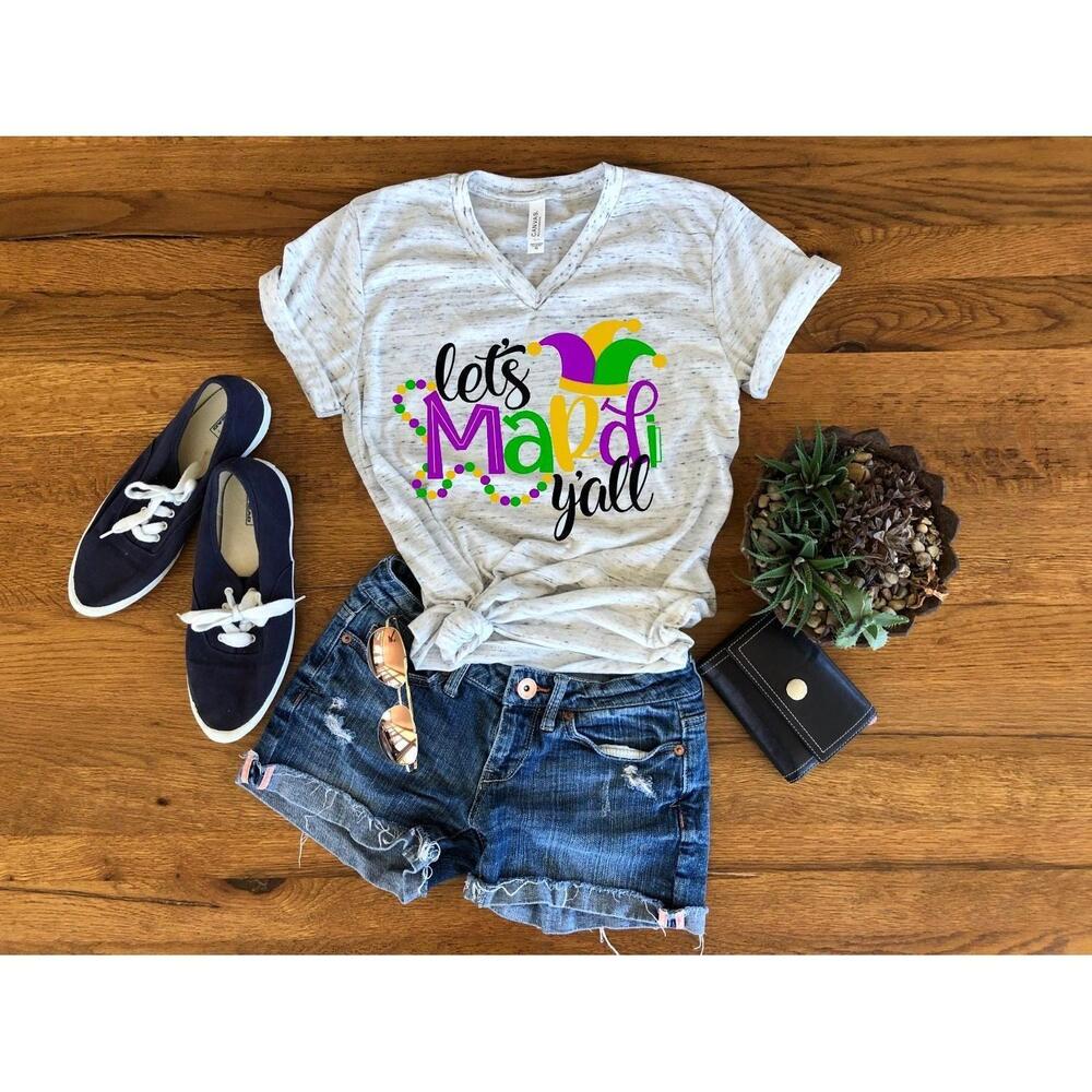 Lets Mardi Yall Gras Beads Fun Unisex Tshirt